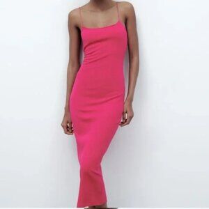 Zara Strappy Fitted Dress - Fuschia